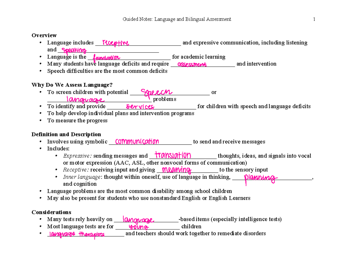 Module 4 Language And Bilingual Assessment - Overview • Language ...