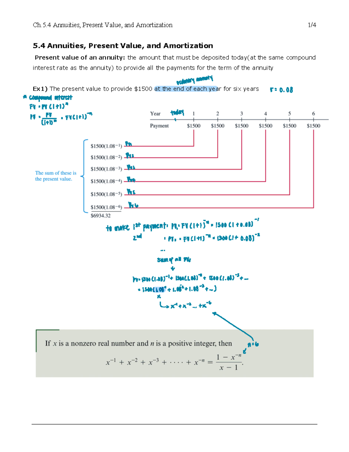 Ch5.4 lecture notes - ####### 5 Annuities, Present Value, and ...