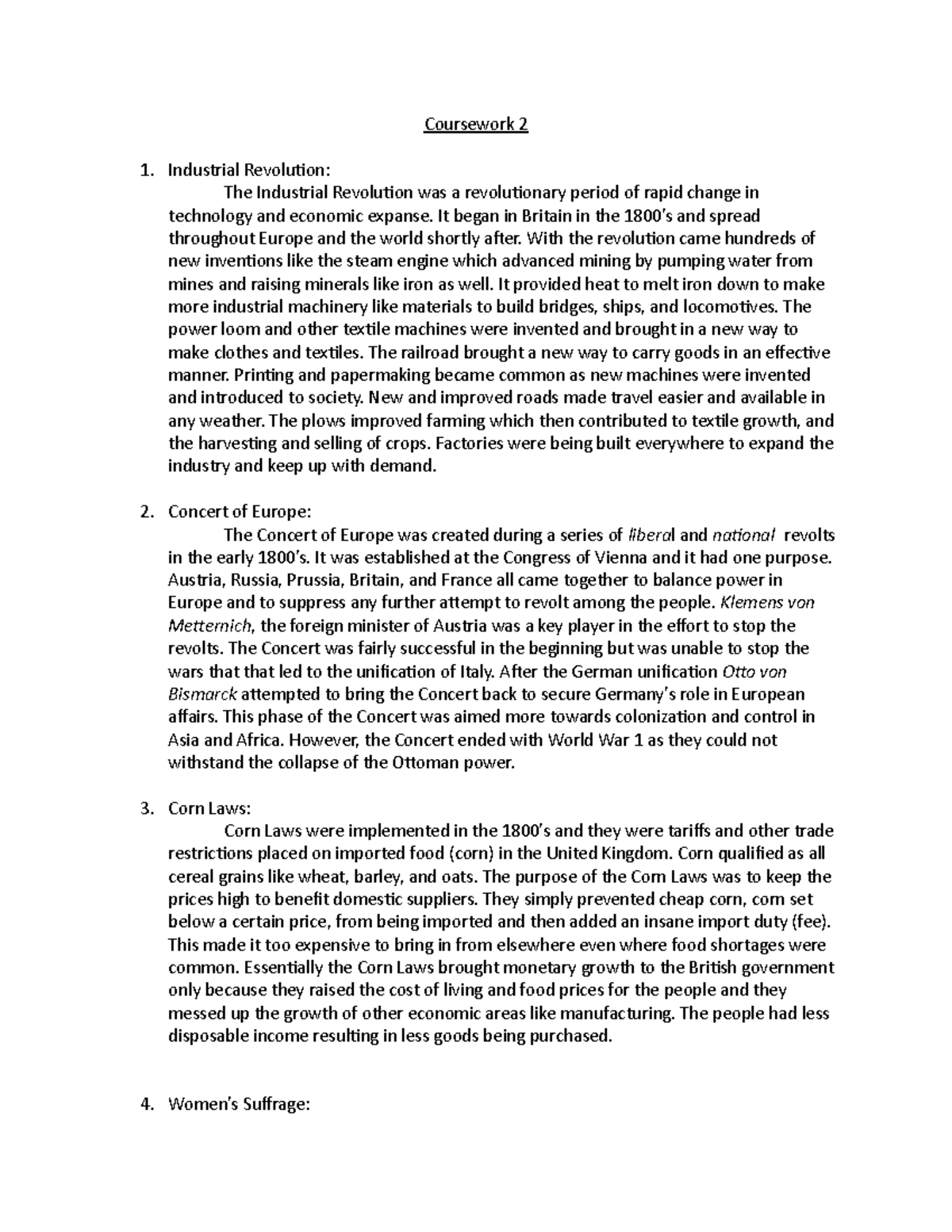 Coursework 2 - Writing assignment: important terms and an essay ...