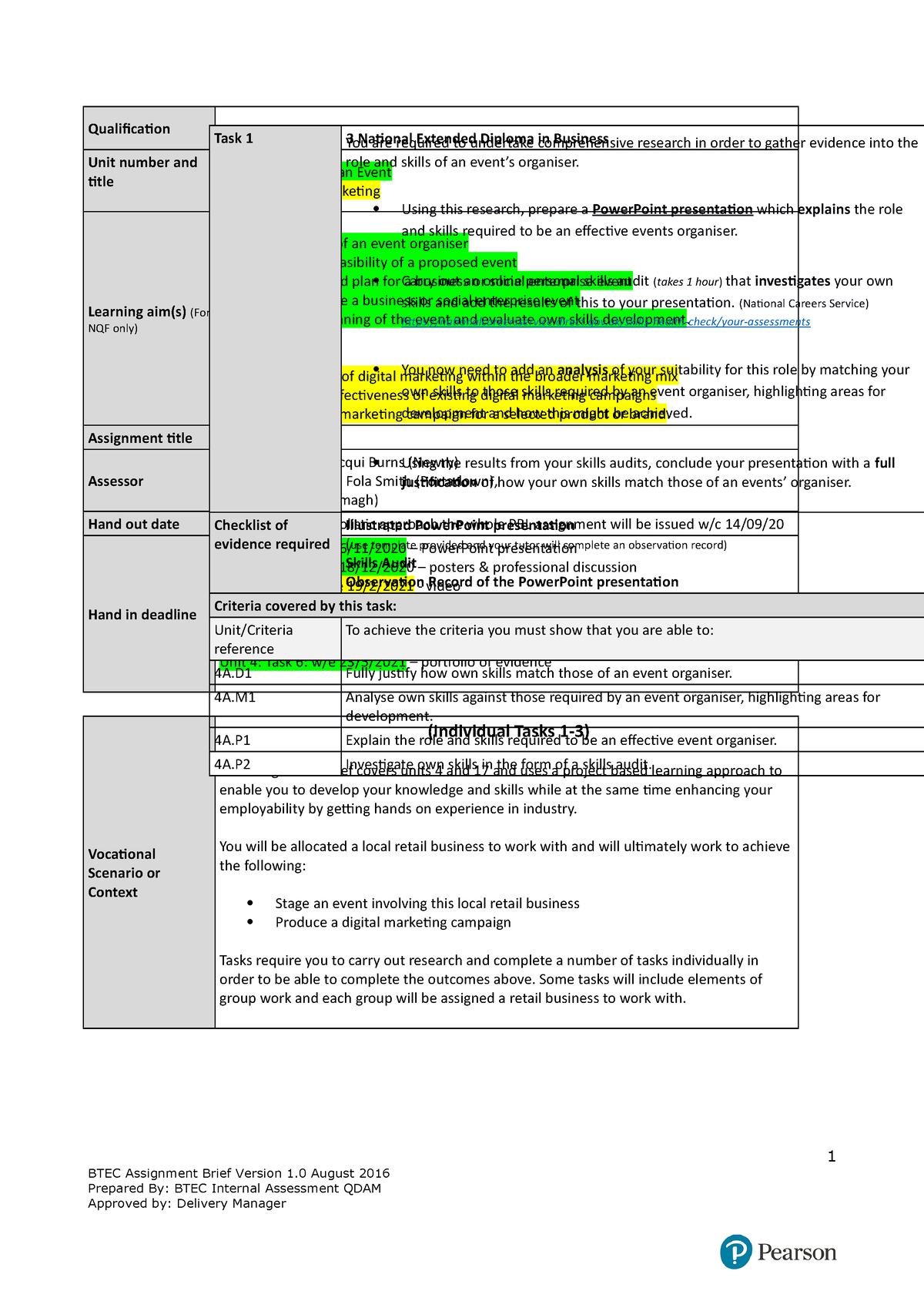 btec assignment submission rules