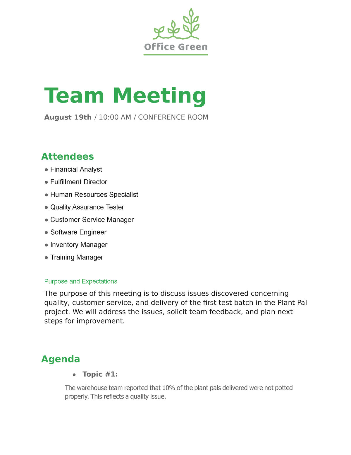 Activity-template -meeting-agenda - Team Meeting August 19th   10:00 Am 