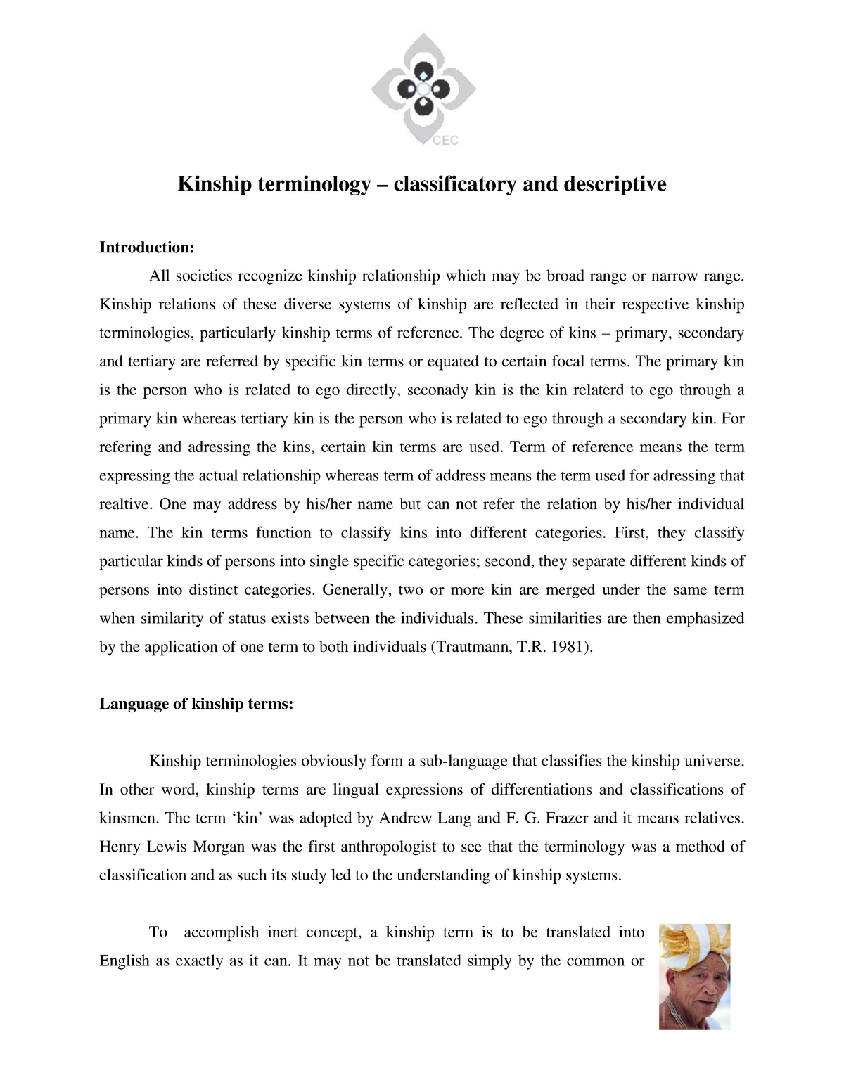 term paper on kinship