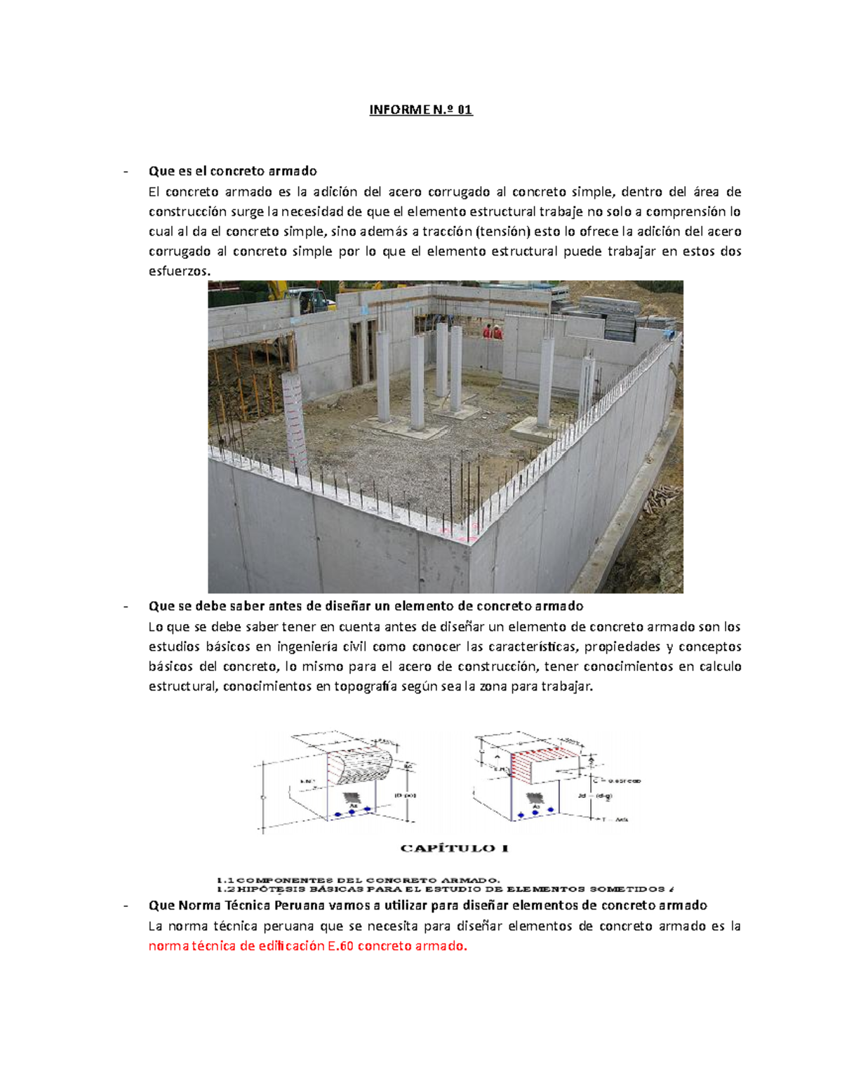 Informe Nº 01 - Concreto Armado I - INFORME N.º 01 Que Es El Concreto ...