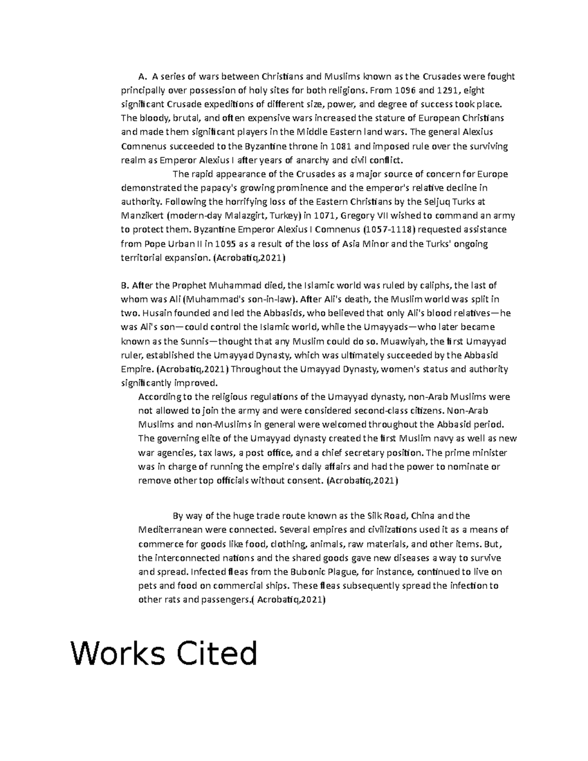 Task 3 - Task 3 - A. A series of wars between Christians and Muslims ...