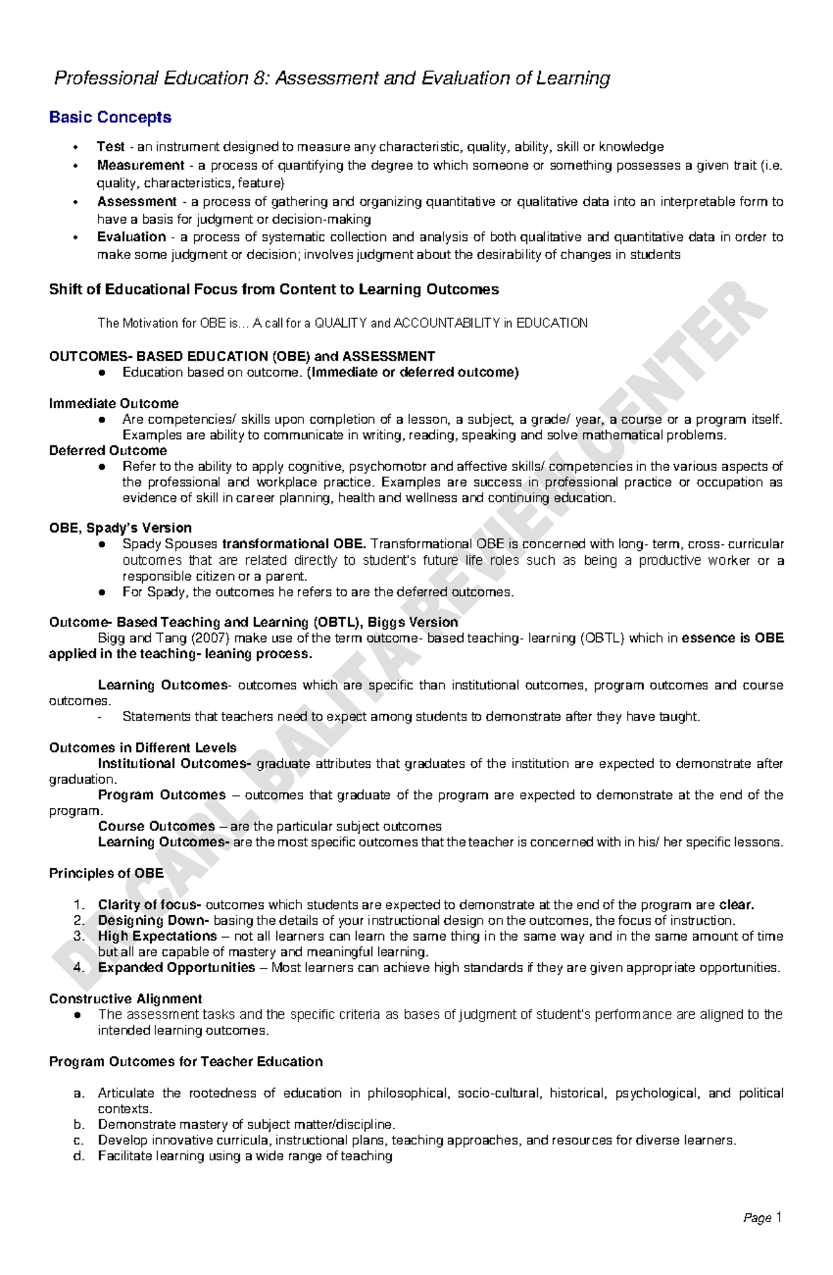 PED-8 - Read this - Professional Education 8: Assessment and Evaluation ...