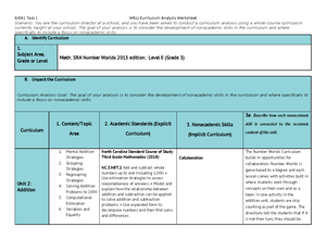 Nada Werner- D630 Task 4 WGU Curriculum Map Template - WGU Curriculum ...