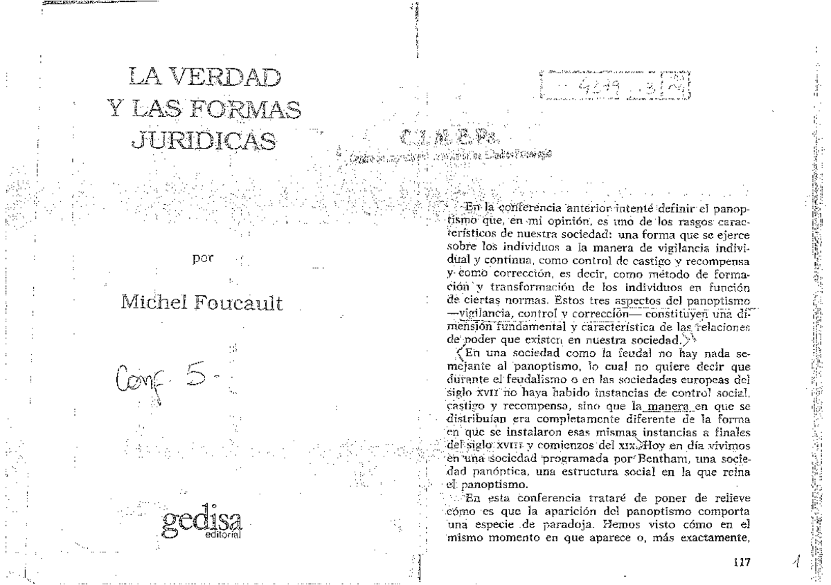 S13 6 F4299 Foucault -P- La verdad y las formas jurídicas (Conf 5