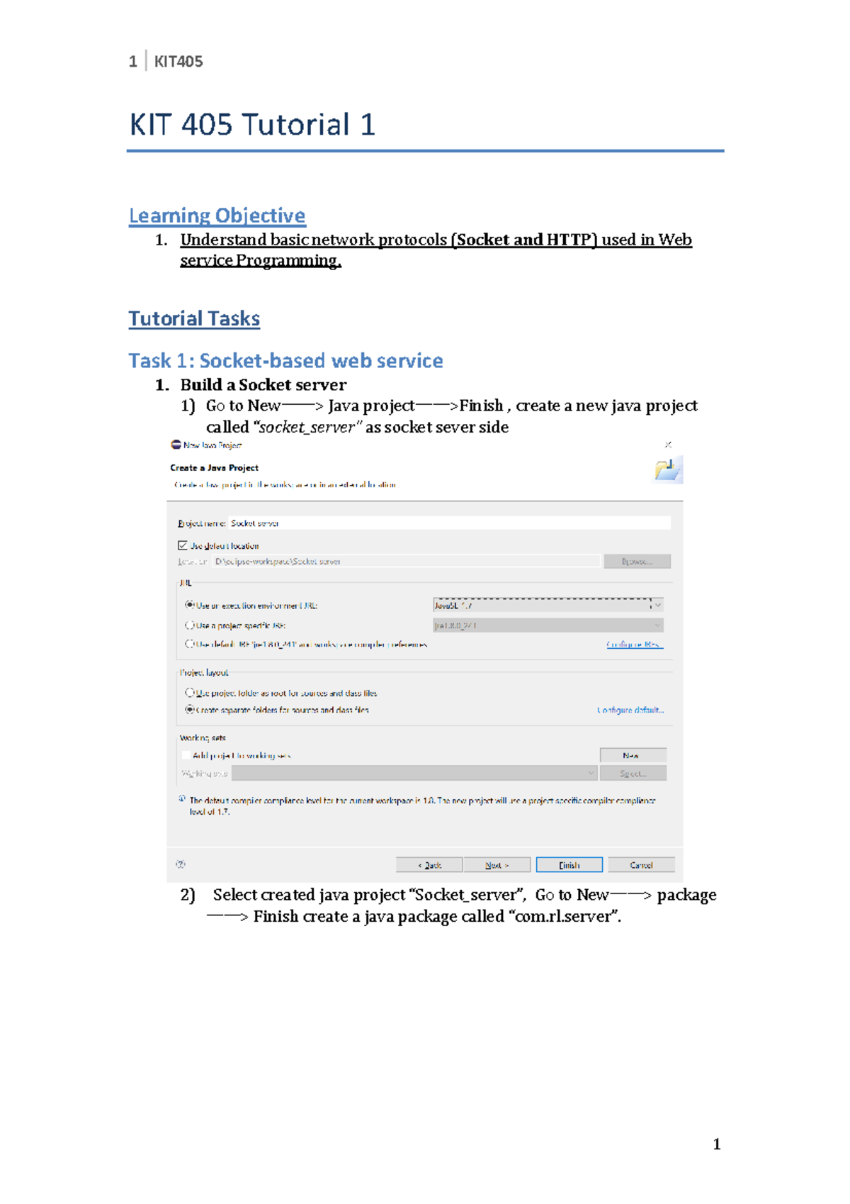 Tutorial week 2 - KIT 405 Tutorial 1 Learning Objective 1. Understand ...