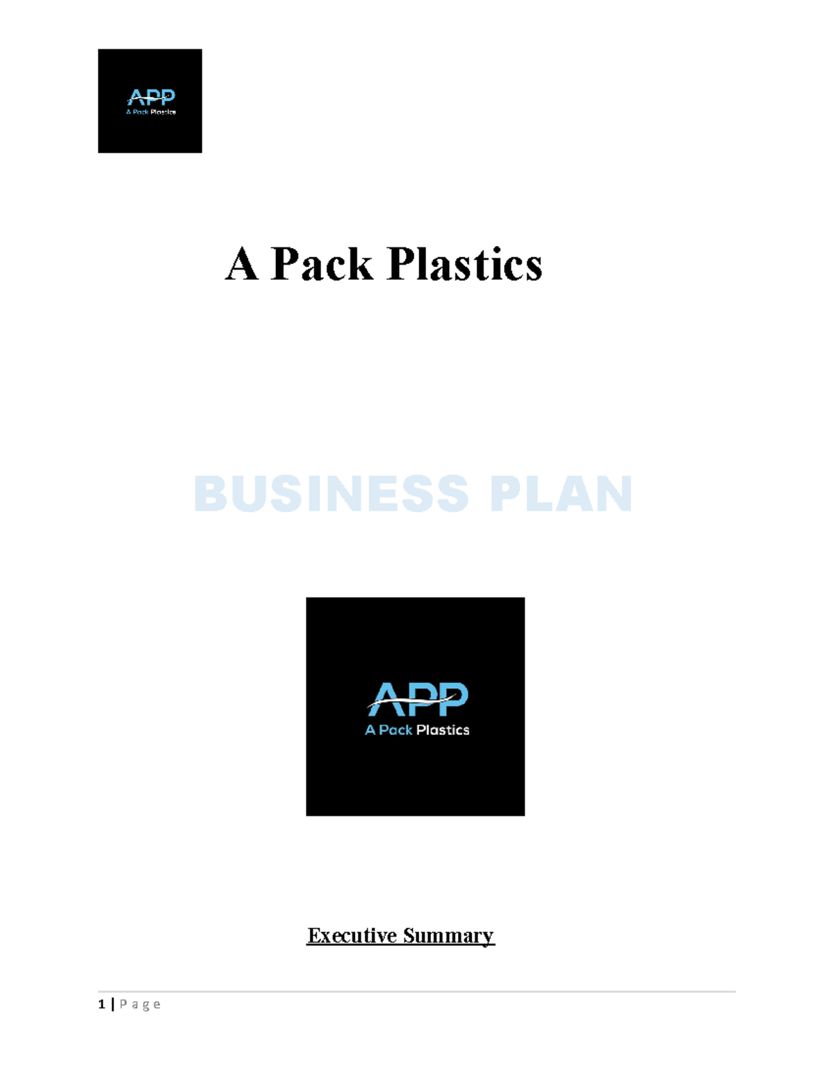 A PACK Plastics BP Business and financial plan A Pack Plastics