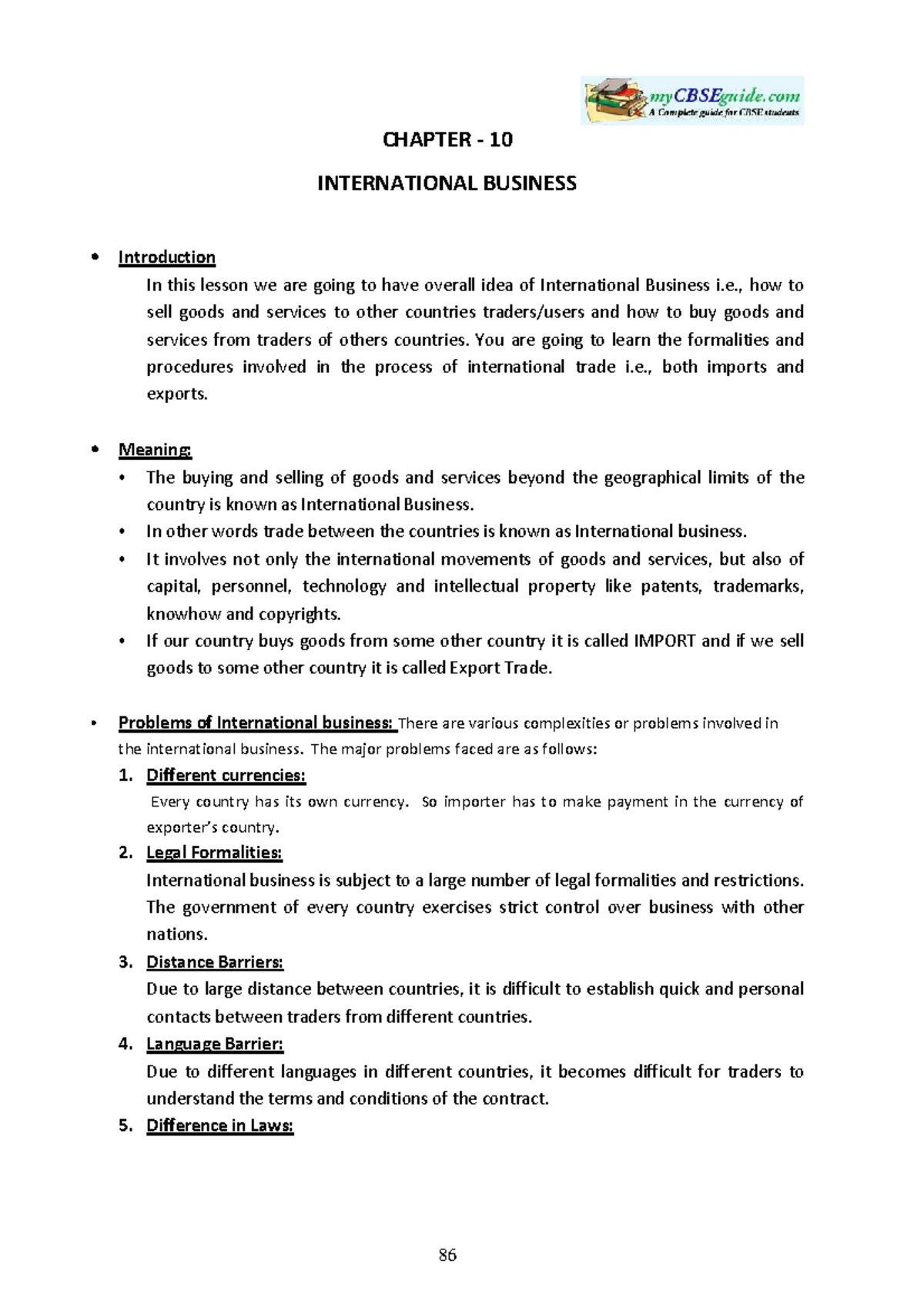 11 business studies notes ch11 12 international business - CHAPTER - 10 ...