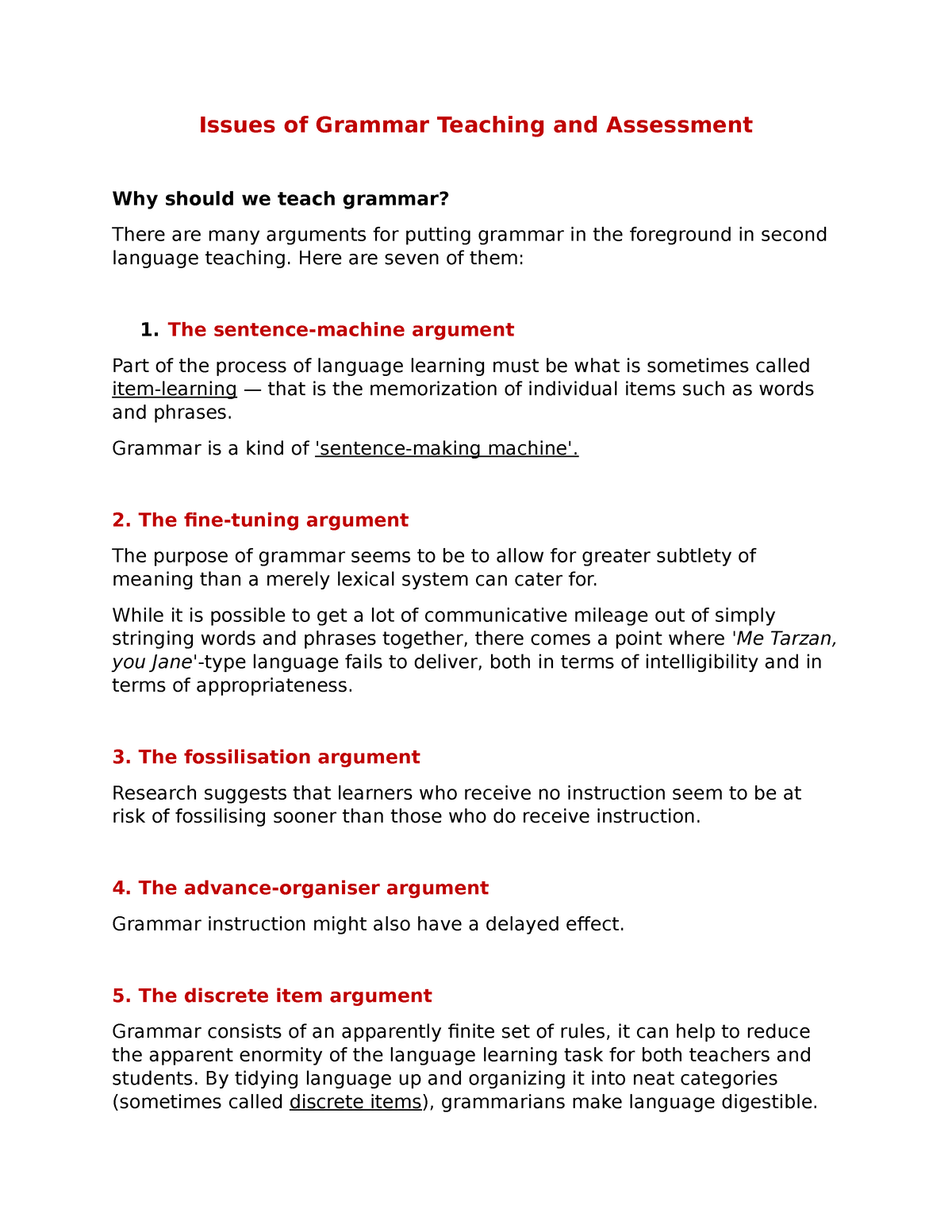 Teaching And Assessment Of Grammar Issues Of Grammar Teaching And 