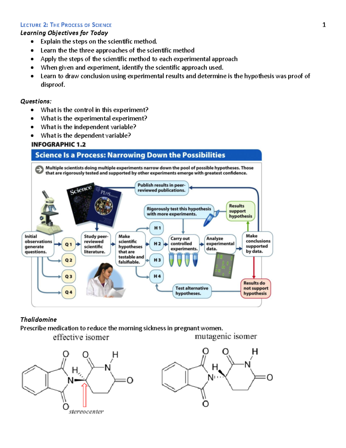 Lecture 2- The Process of Science - Learning Objectives for Today ...