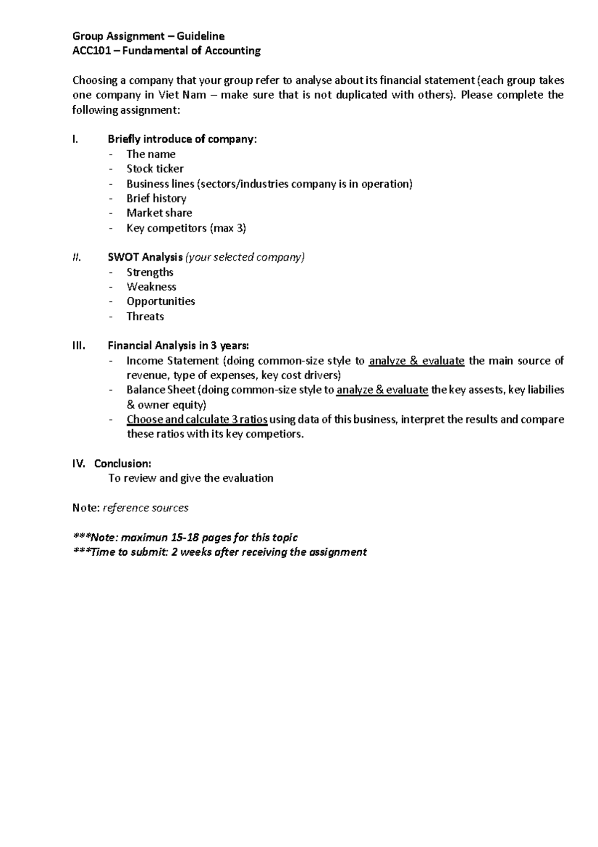 ACC101 Group assigment - Guideline - Group Assignment – Guideline ...