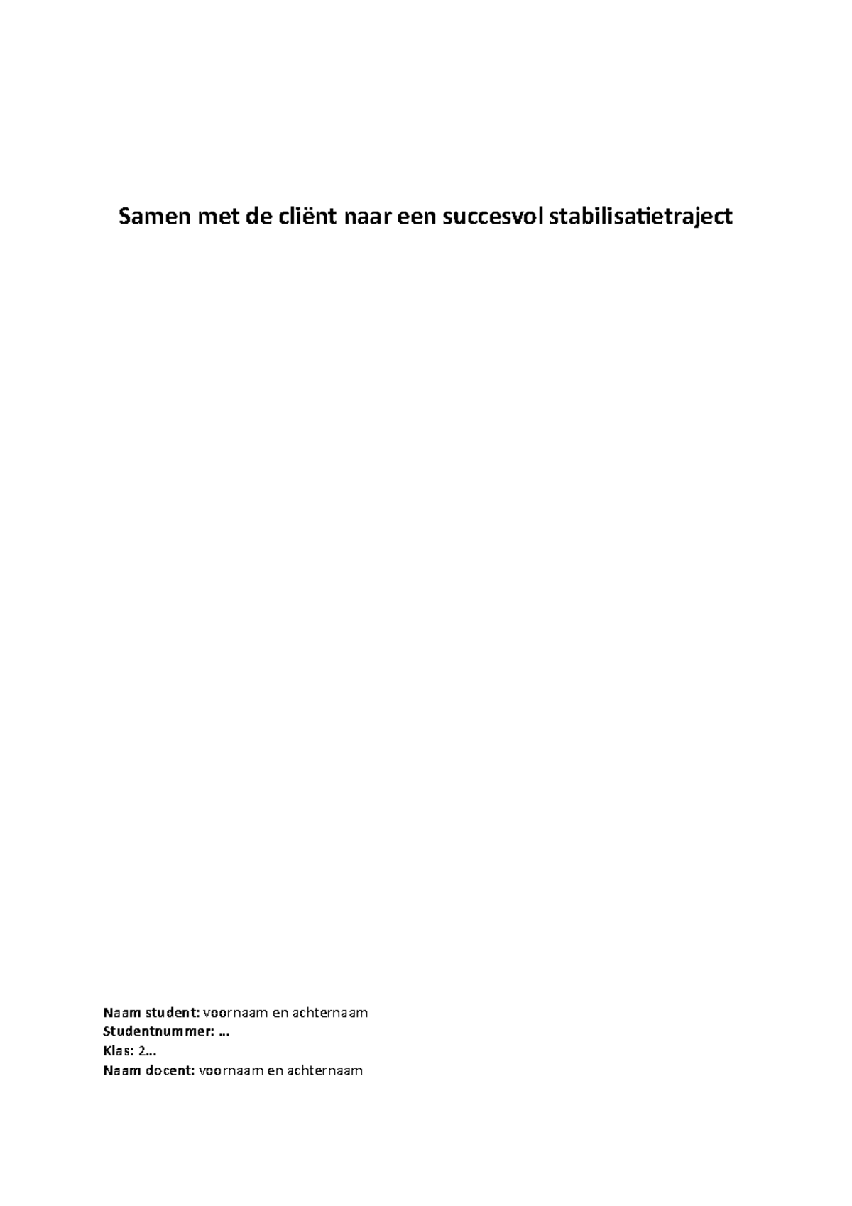 Voorbeeldnota Beleidsmatig schrijven (voorbeeldcasus, casus 1 ...