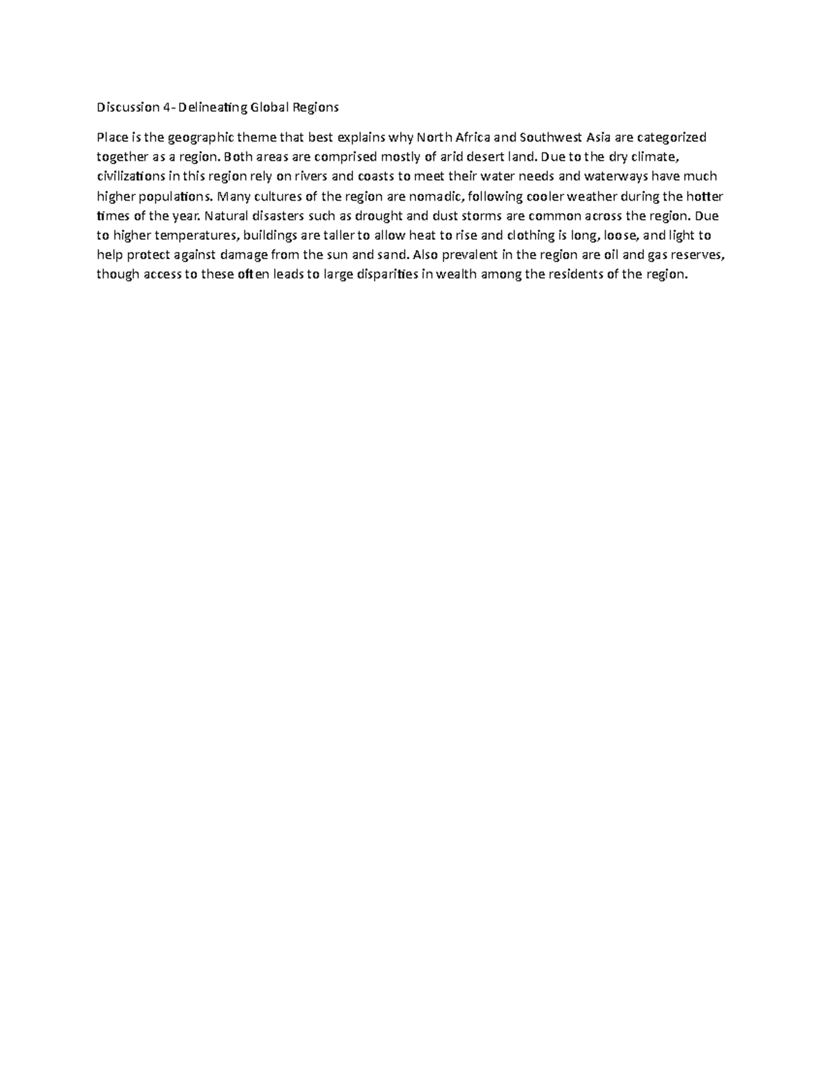Discussion 4 Both Areas Are Comprised Mostly Of Arid Desert Land Due