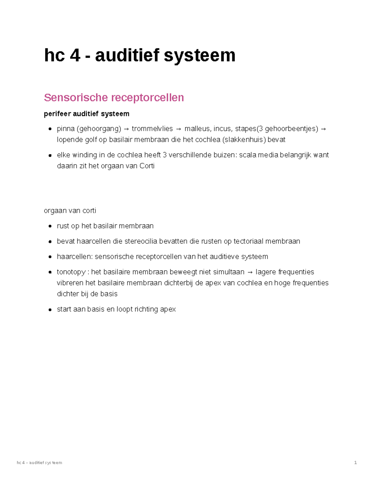 Hc 4 auditief systeem hc 4 auditief systeem Sensorische