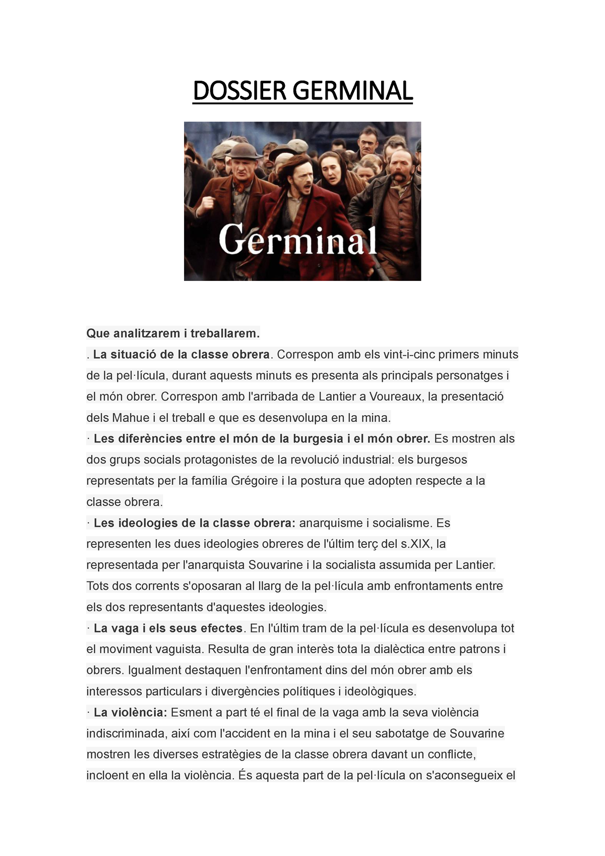 Dossier Germinal - Es Una Película Que Habla De Cómo Era El Trabajo En ...