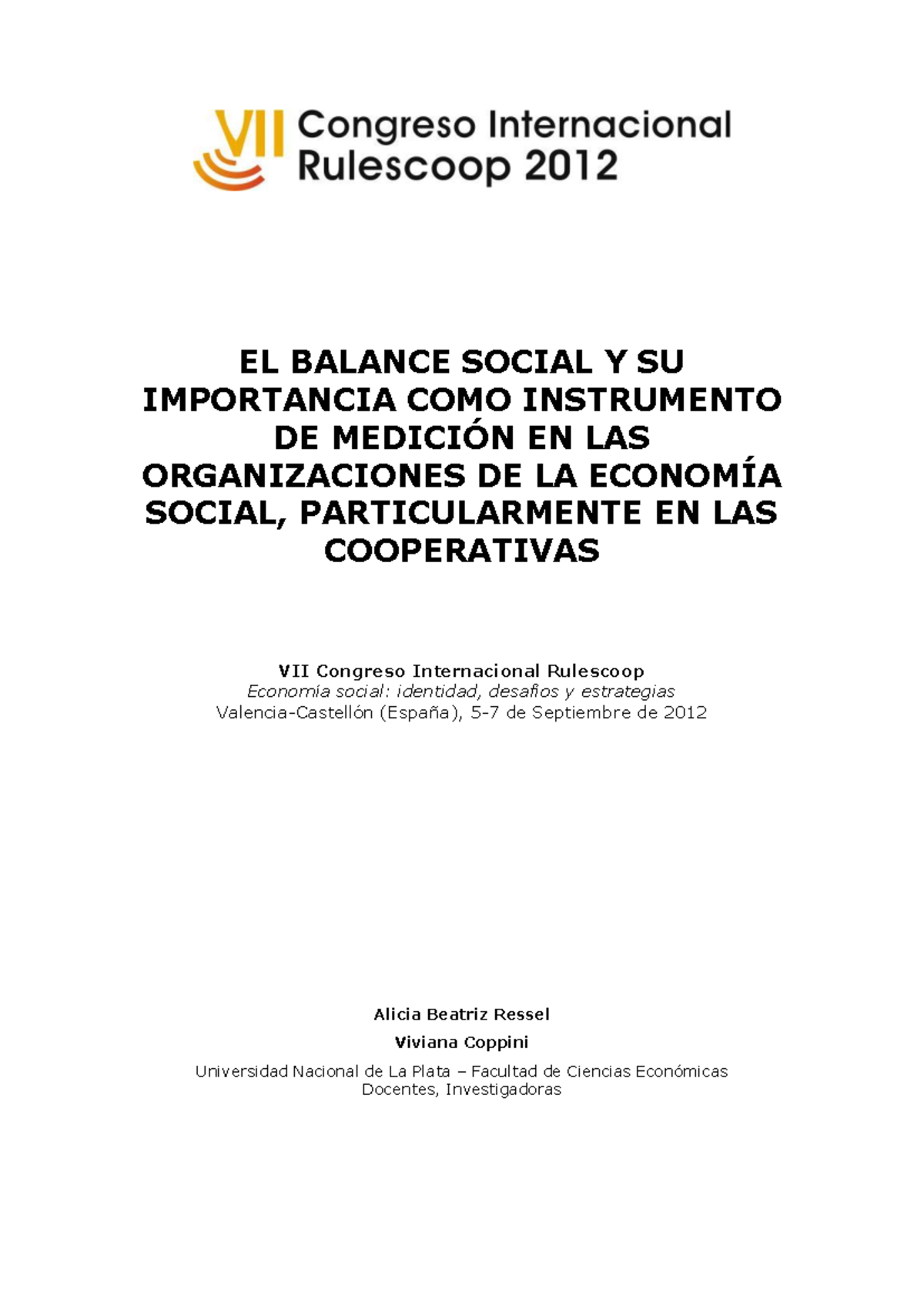 Balance social como instrumento de medición - EL BALANCE SOCIAL Y SU ...