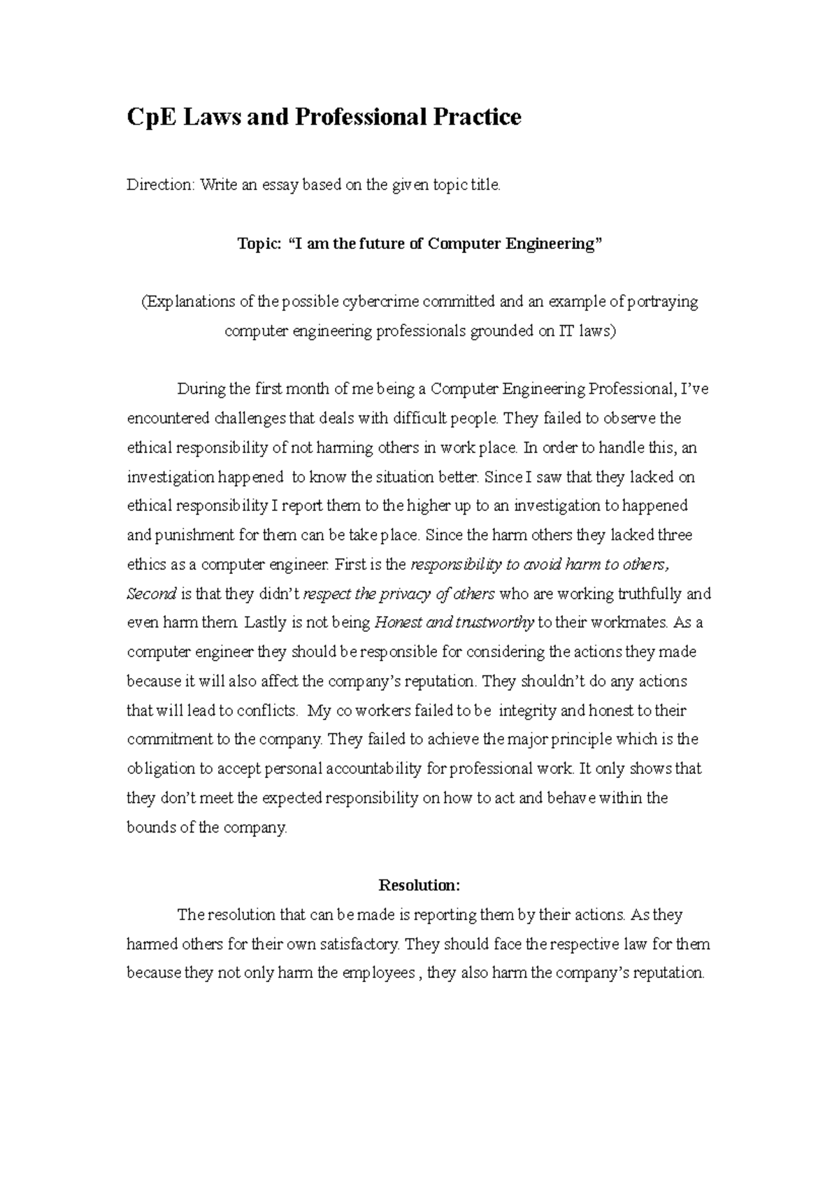 Cp E Law 08 Quiz 1 Subject CpE Law Course Computer Engineering