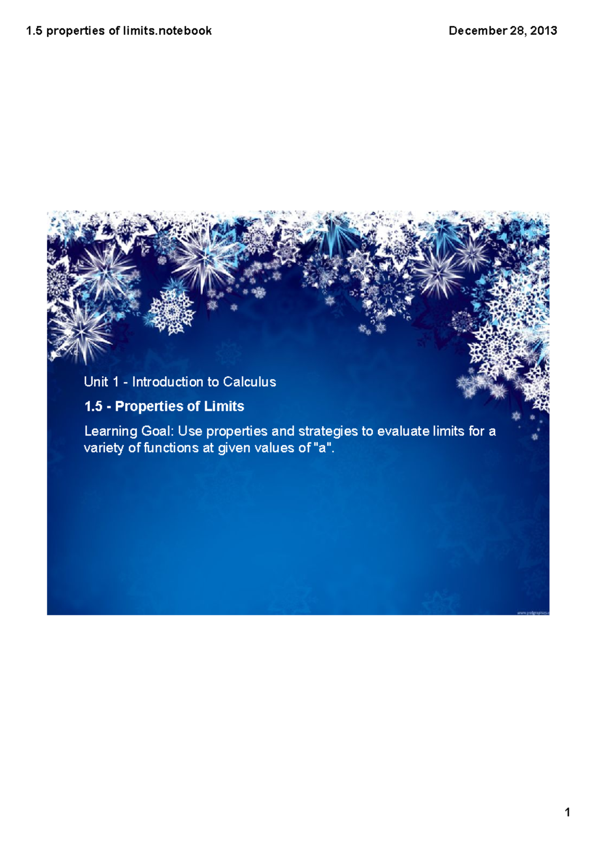 1.5 properties of limits - Math 127 - UWaterloo - Studocu