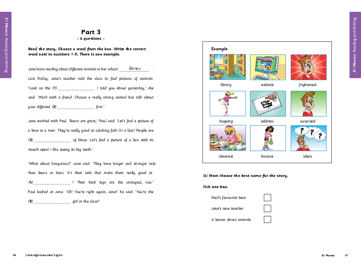 Part3 practice part 3 46 Cambridge Assessment English A1 Movers