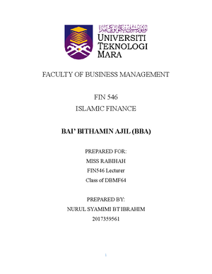 FIN546- Individual Assignment - FIN546 – ISLAMIC FINANCE SEMESTER ...