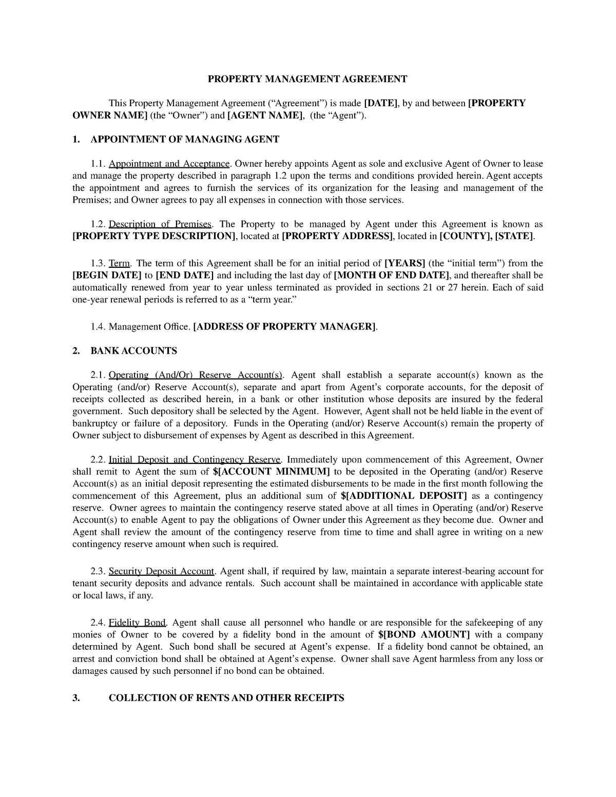 Pdf template property management agreement template - PROPERTY ...