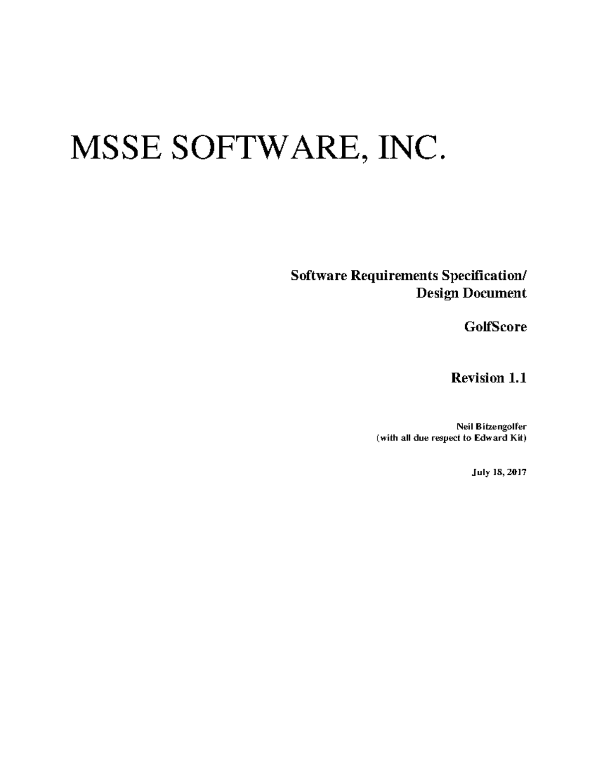 Golfsrsrev - aaaa - MSSE SOFTWARE, INC. Software Requirements ...