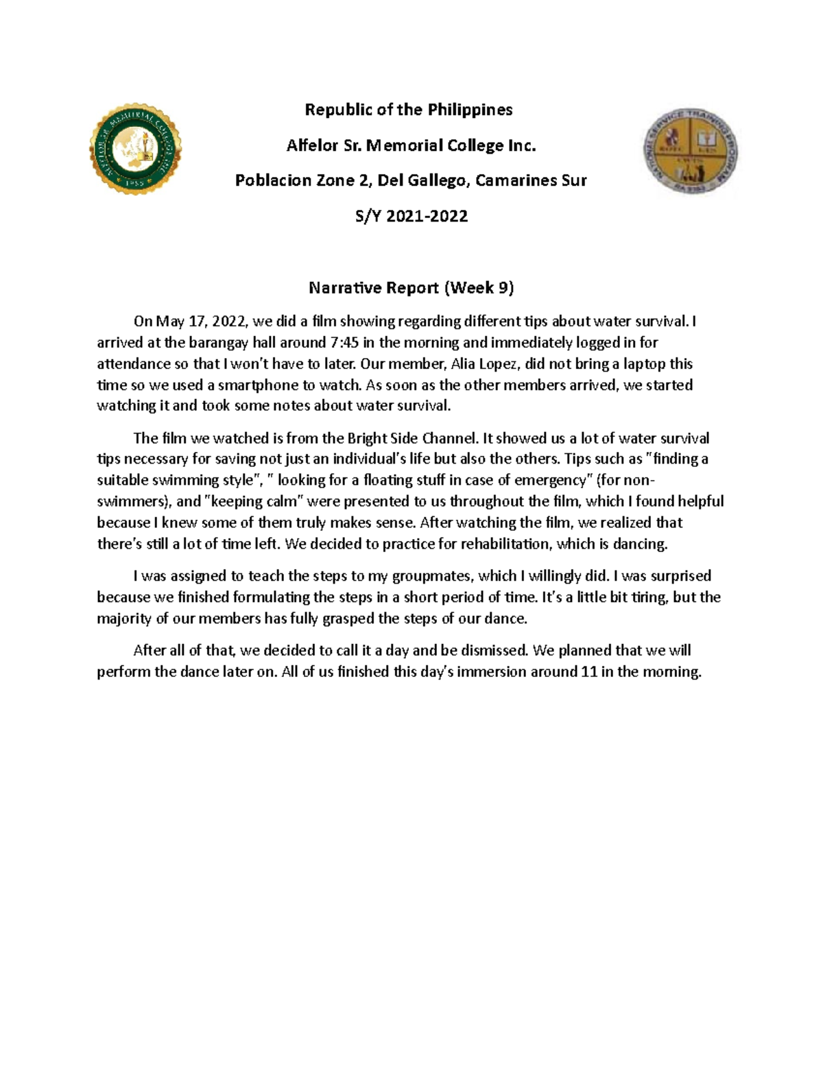 NSTP - Learning References for College - Republic of the Philippines ...