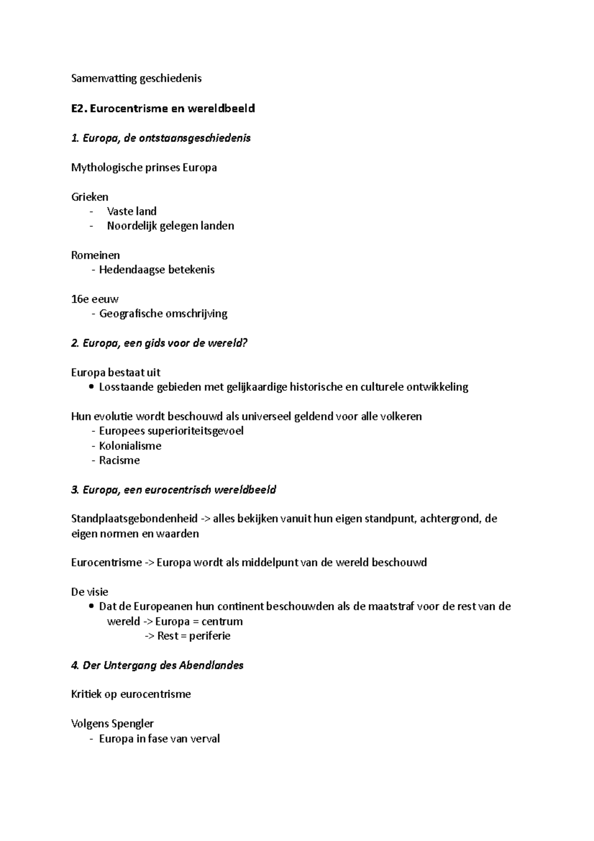 Samenvatting Geschiedenis Examen Samenvatting Geschiedenis E Eurocentrisme En Wereldbeeld