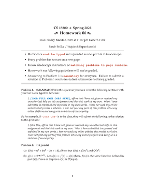 Ps5solutions - Homework assignment solutions from CS 4820 taught by ...