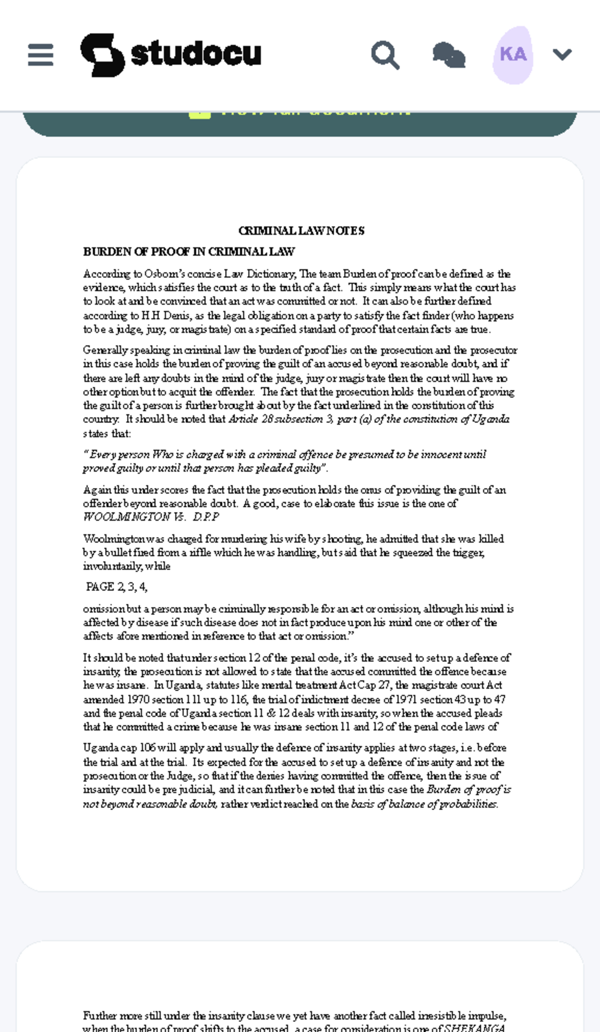 Burden OF Proof IN Criminal LAW - Criminal LAW Notes Burden OF Proof IN ...