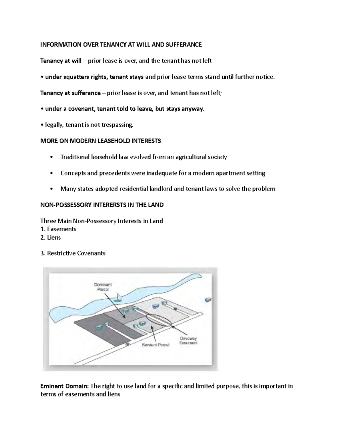 REAL4000 Notes over Lecture 3 Part 2 - INFORMATION OVER TENANCY AT WILL ...