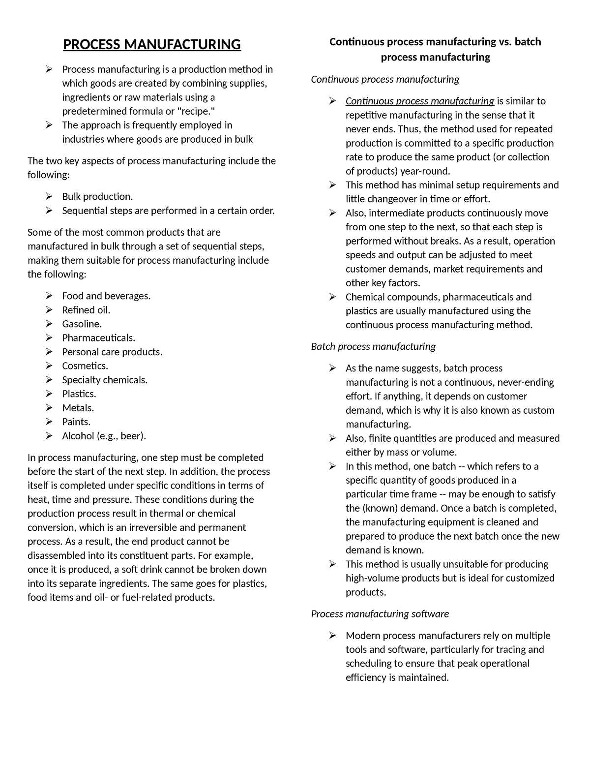 Managing reviewer finals - PROCESS MANUFACTURING Process manufacturing ...