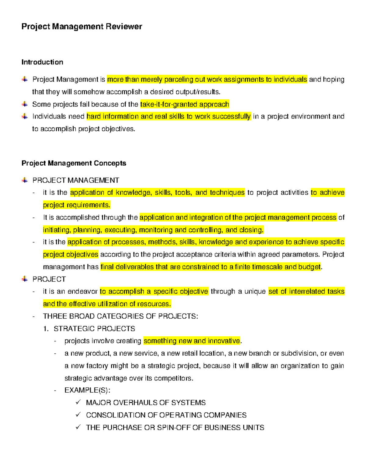 PCE001 Reviewer - Project Management Reviewer Introduction Project ...
