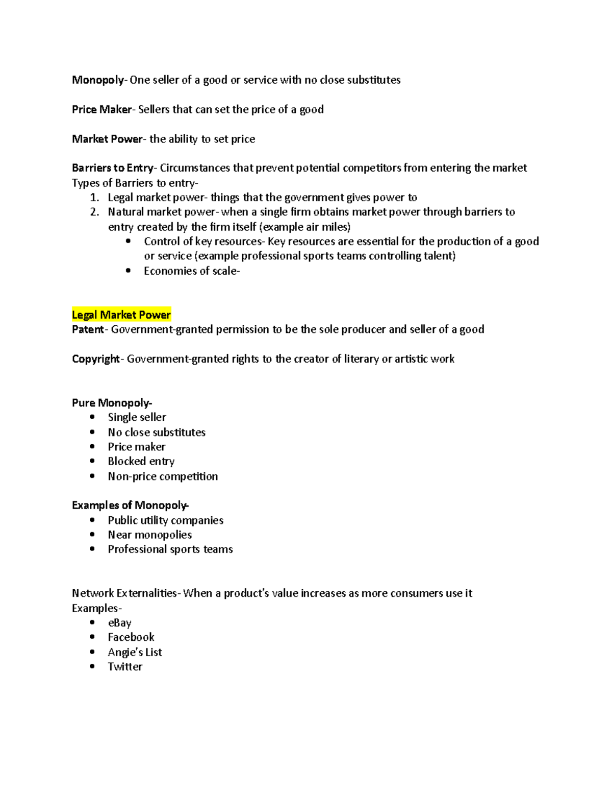 Microeconomics 232- Chapter 12 Notes - Monopoly- One seller of a good ...