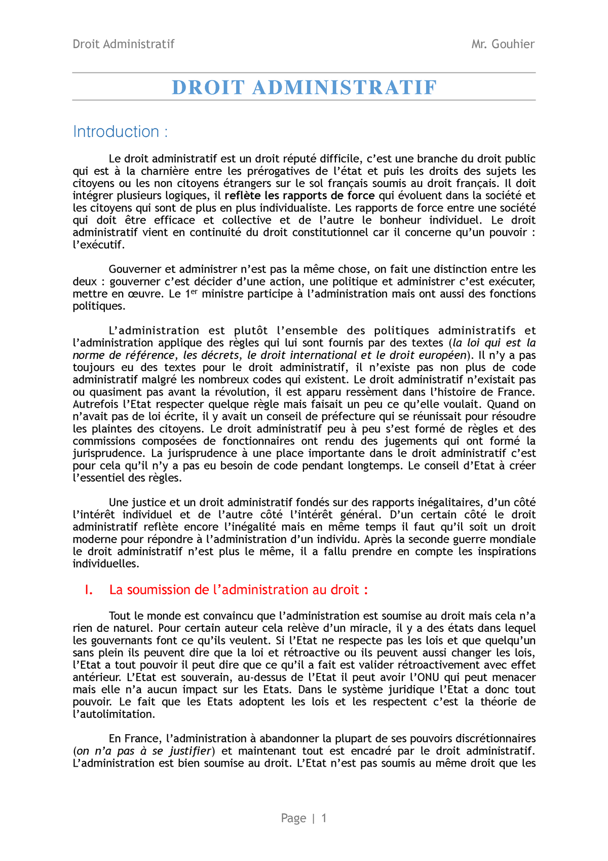 dissertation le droit administratif et l'administration