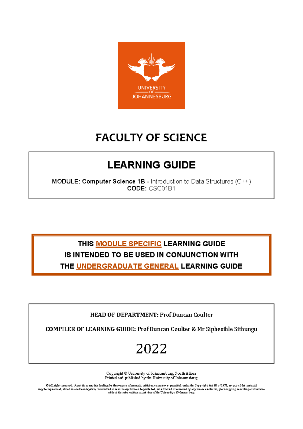 CSC01B1-2025-LG - FACULTY OF SCIENCE LEARNING GUIDE MODULE: Computer ...