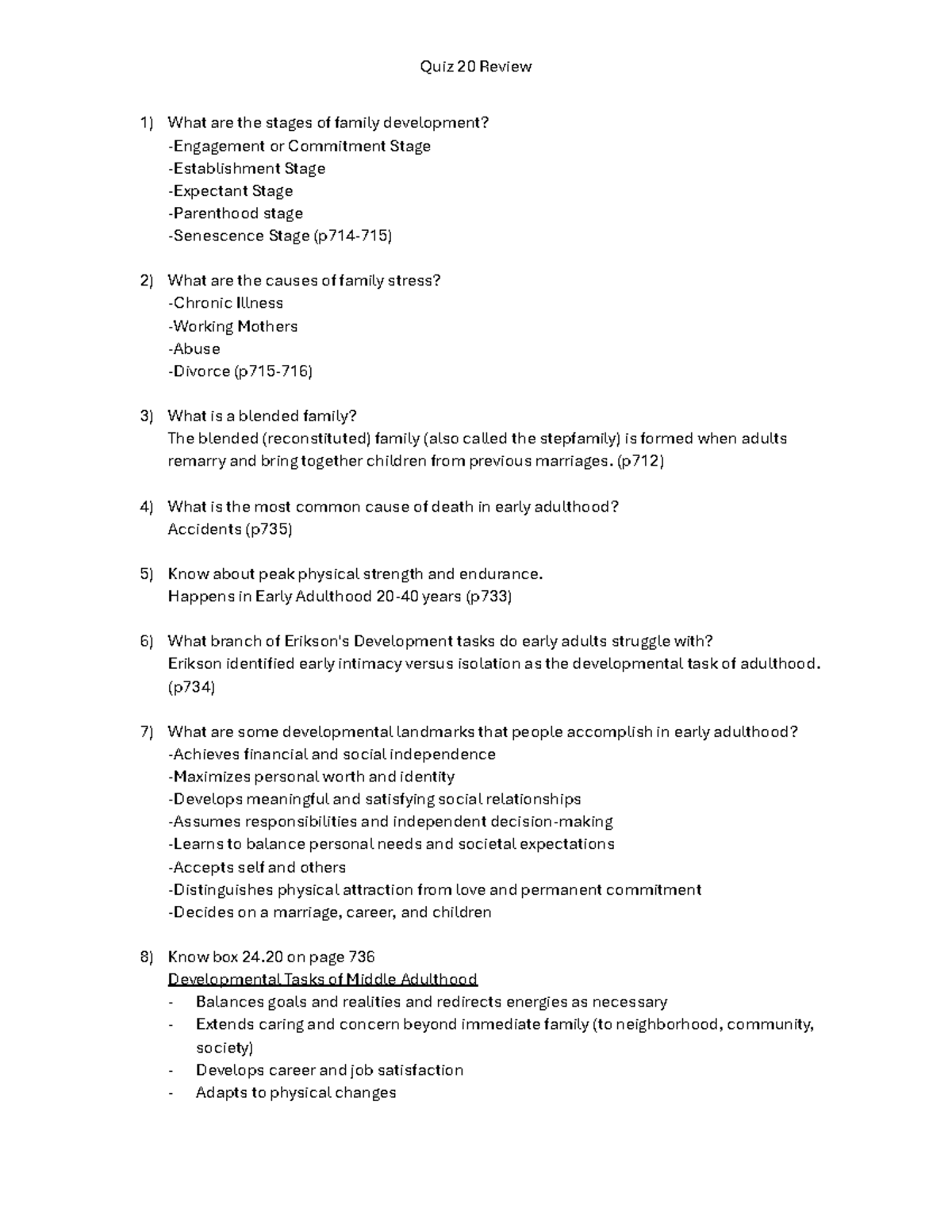 Quiz 20 practice - What are the stages of family development ...