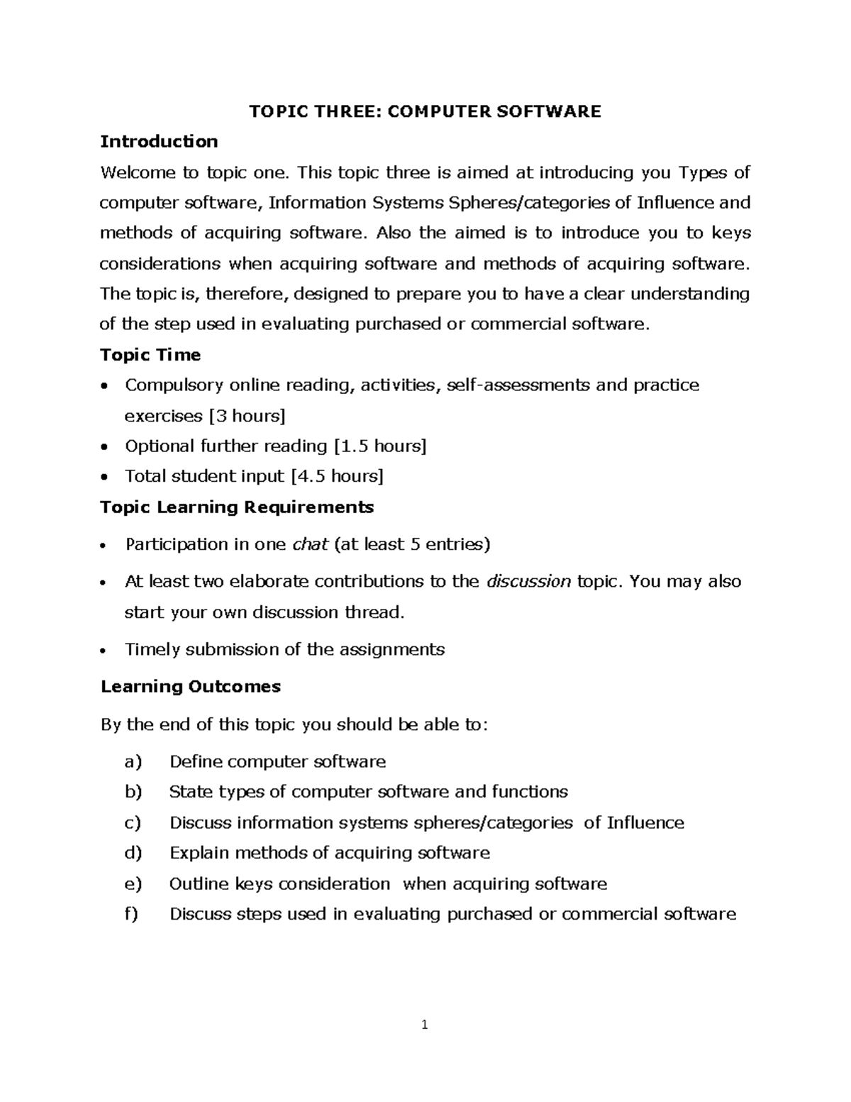 COMP100- Topic Three, FOUR and FIVE Notes - TOPIC THREE: COMPUTER ...