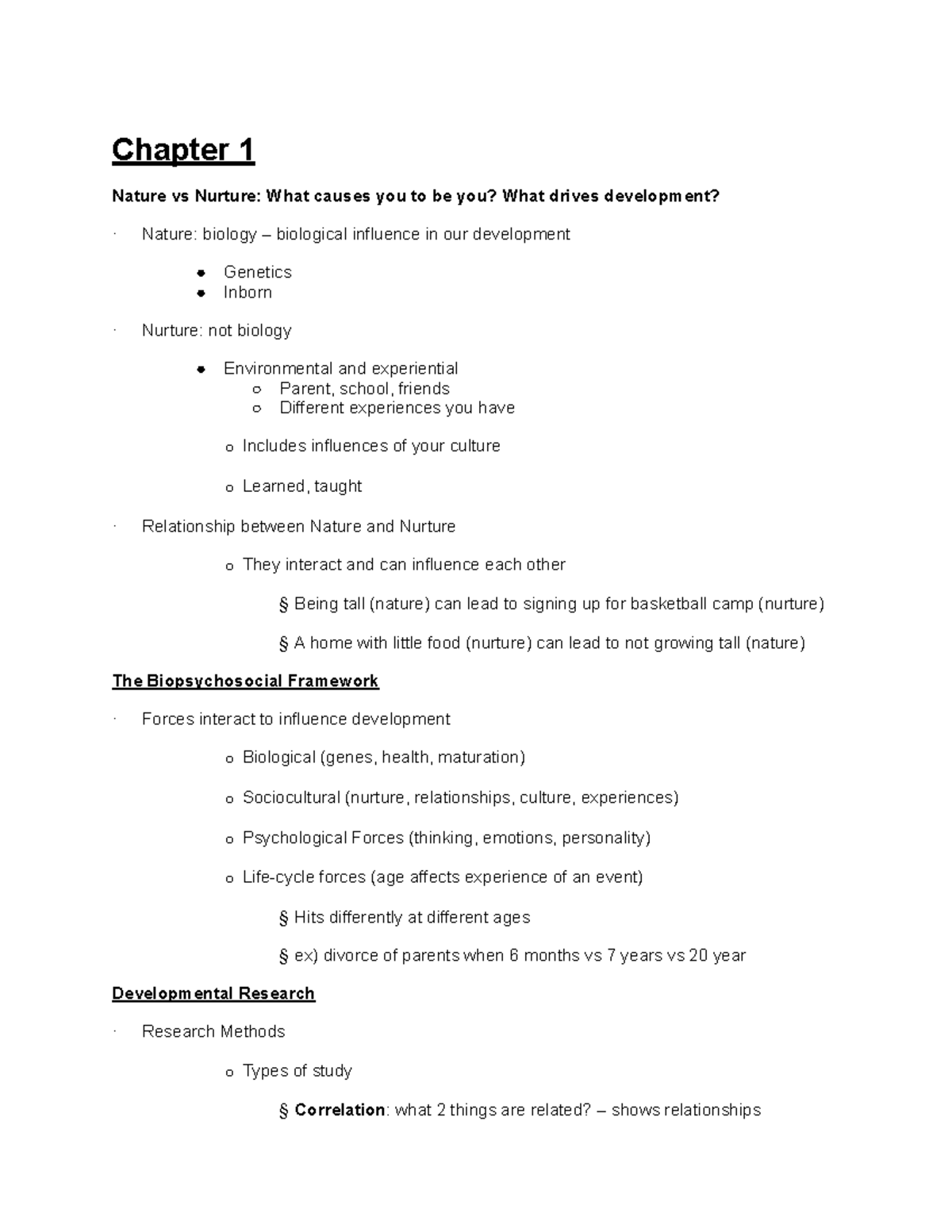 Unit 1 - Kroupa's notes for the unit 1 test - Chapter 1 Nature vs ...
