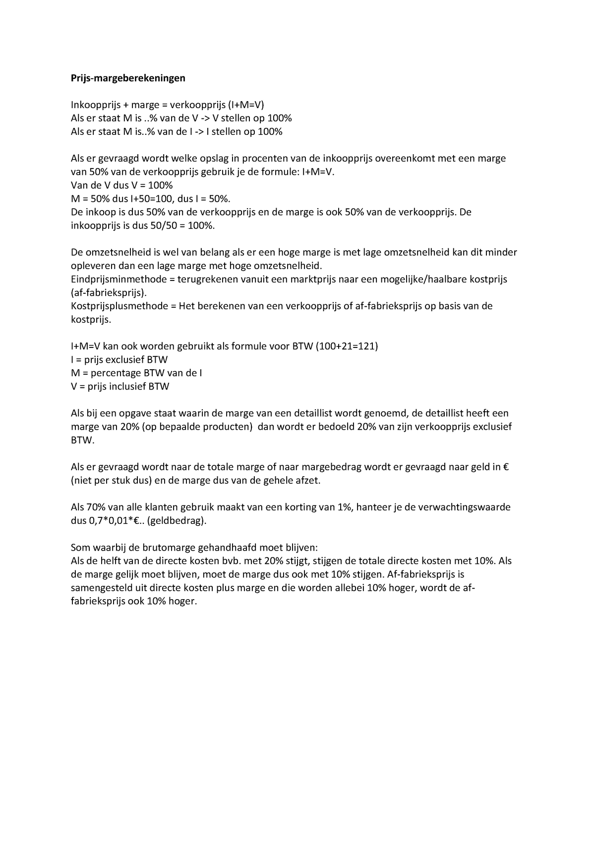 Samenvatting Commerciele Calculaties 1 Tentamen 1 Studeersnel