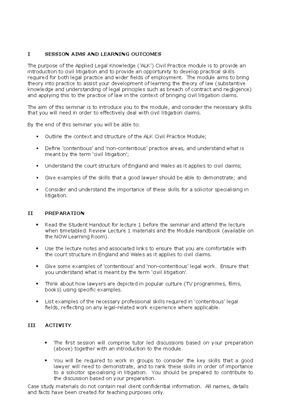 Seminar 1 Student Preparation (w.c 25 September) - I SESSION AIMS AND ...