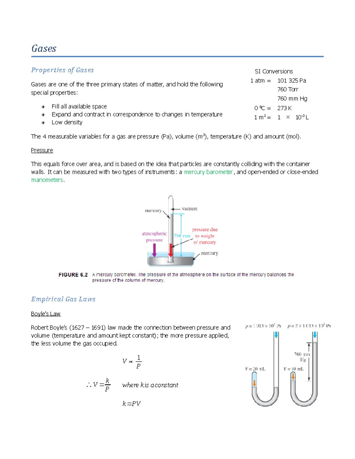 Chemistry Summary Notes Gases Properties of Gases Gases are one of