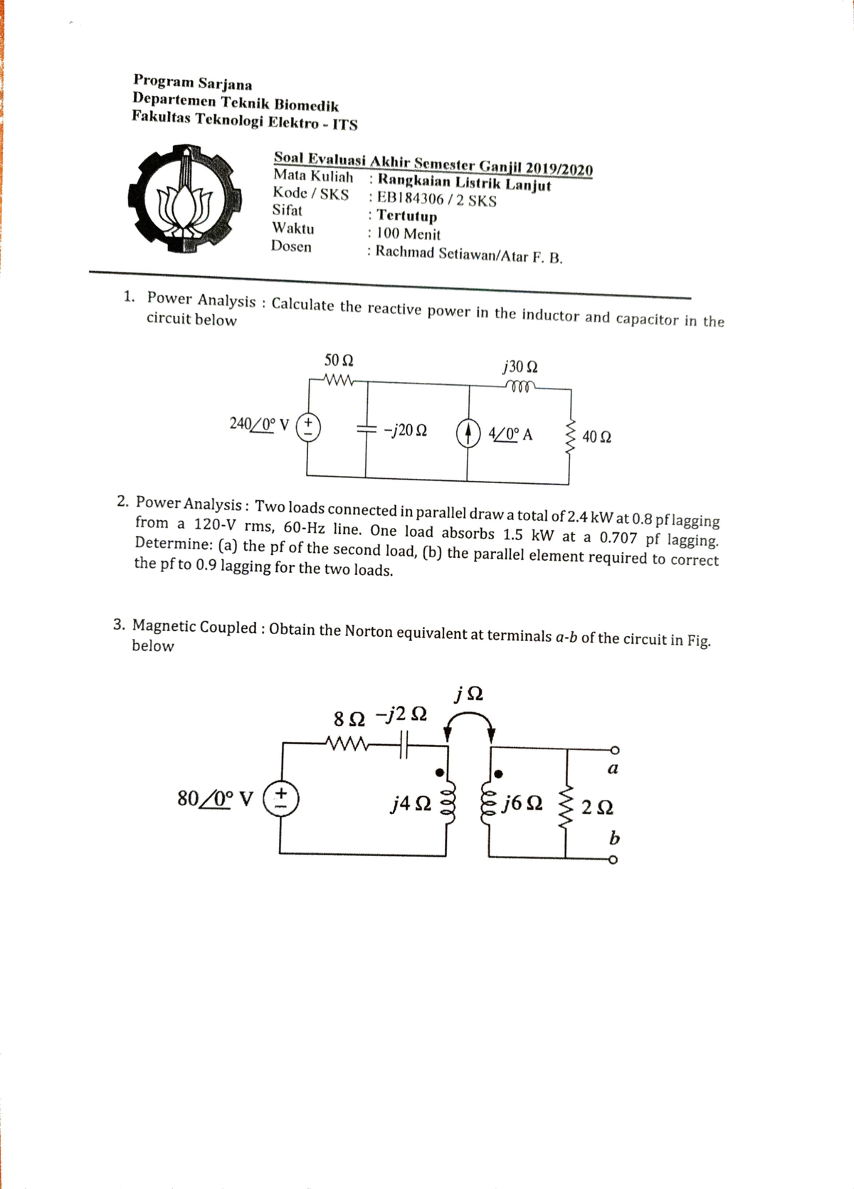 Final Exam Advanced Electric Circuit 19-20 - Advanced Electric Circuits ...