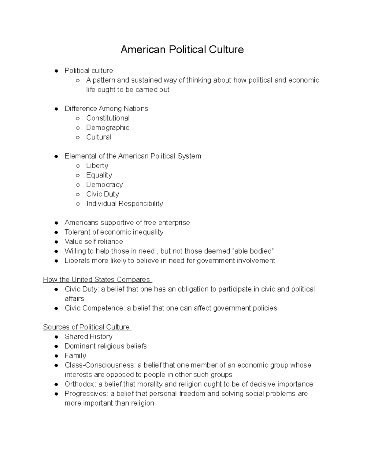 Chapter 4 AP American Political Culture Political culture A pattern