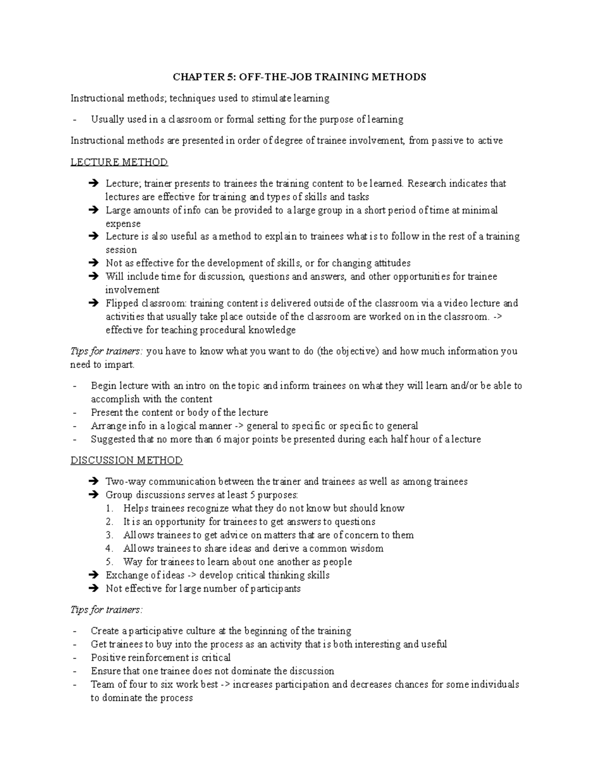 Lesson 8 off-the-job training methods - CHAPTER 5: OFF-THE-JOB TRAINING ...