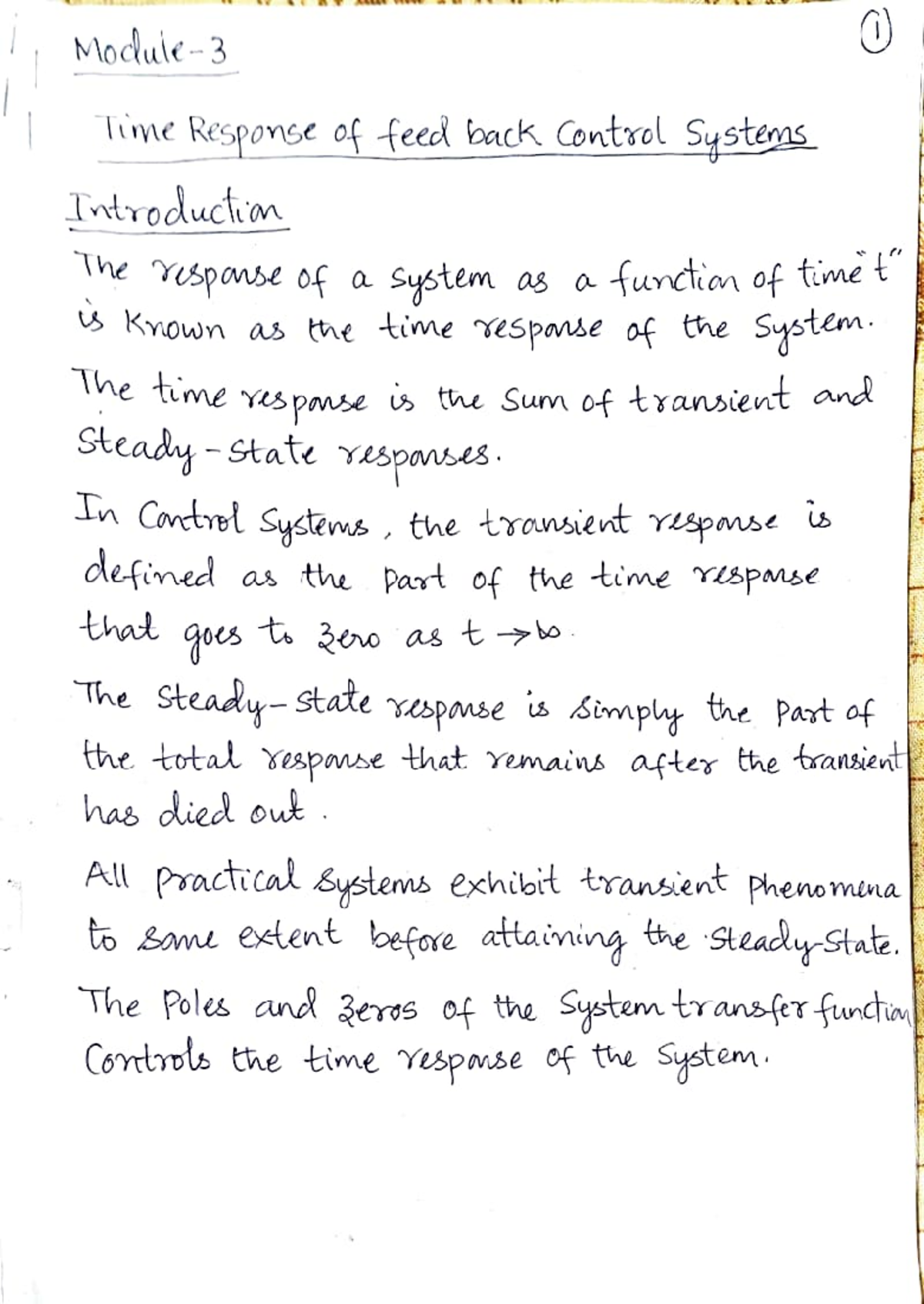 Module-3 - Modale- Time ResponGe of feed back Control Systerns ...
