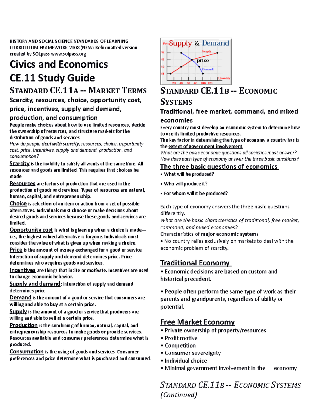 SOL 11 A B Economies Terms Structure Types Study Guide - HISTORY AND ...