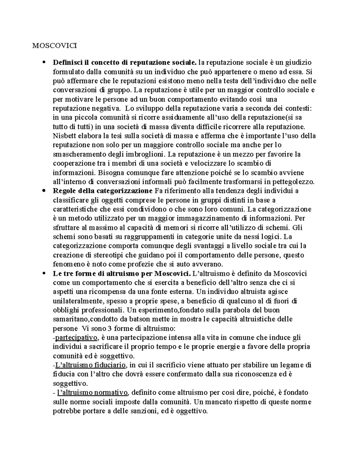 Moscovici-1 - Appunti Moscovici - MOSCOVICI Definisci il concetto di ...
